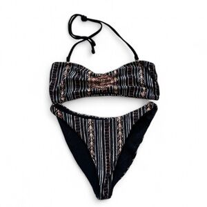 Wolven Striped Black and Orange Bikini
